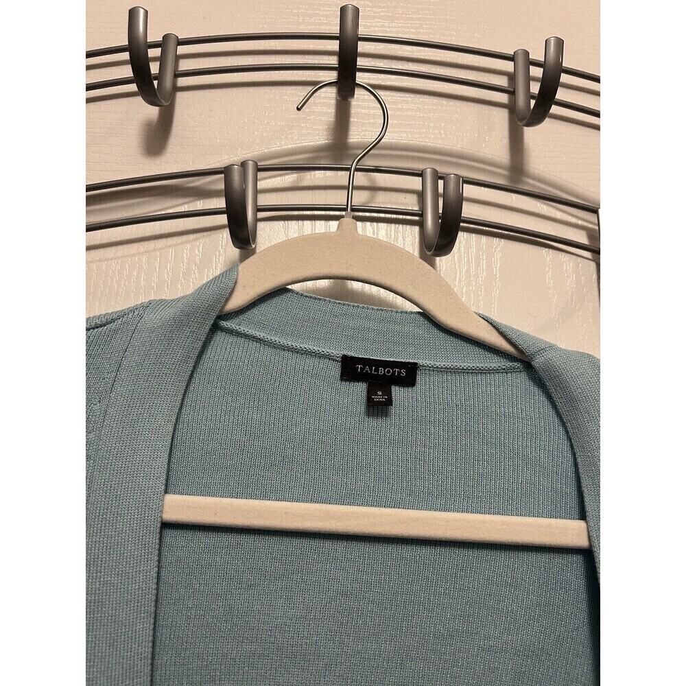 Talbots Open Cropped Cardigan Sweater Light Blue Women’s Small Scalloped Shrug - Picture 3 of 14